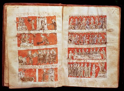 Ms 408 Scener fra livet til studentene i College of The Blessed Virgin i Paris, fra vedtektene til College of Hubant, 1387 av French School