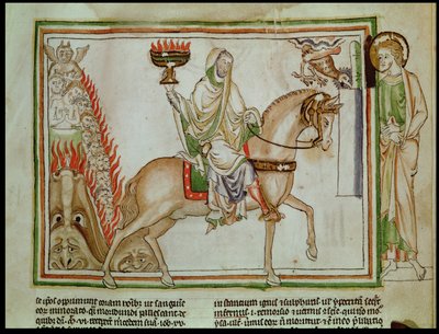 Ms 422 fol.22r Åpningen av det fjerde seglet: Death Riding the Pale Horse av French School
