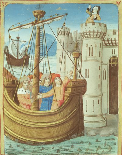 Ms 493 fol.99v Aeneas og Didos død, fra The Aeneid av Virgil med en kommentar av Servius, 1469 av French School