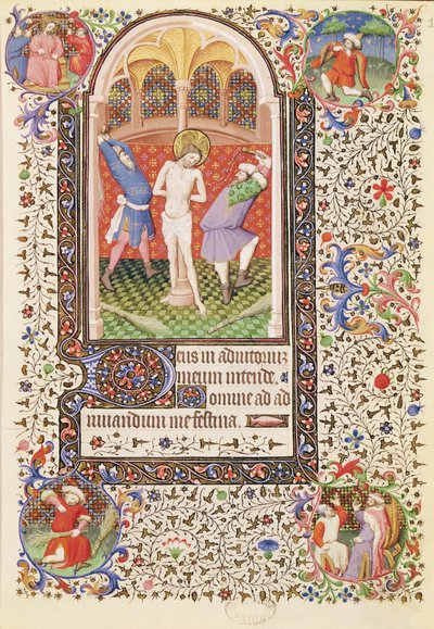 Ms 547 fol.13 Flagelering, fra en timebok brukt av en kvinne fra Poitiers av French School