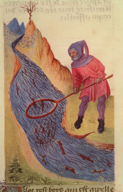Ms 59 fol.3r Fisherman, fra Grand Herbier av French School