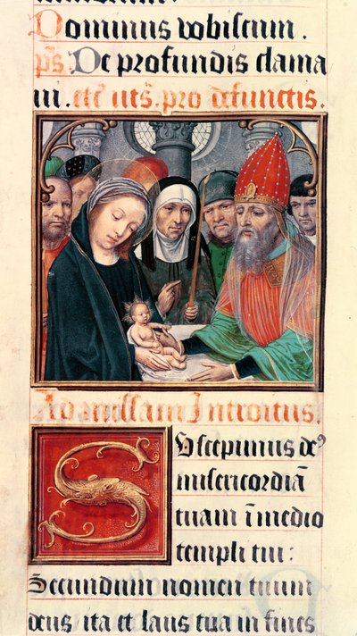 Ms 60 fol.25r Presentasjon av Jesus ved tempelet, fra en samling av Odoart de Bersacques, Prevost av Saint-Omer av French School