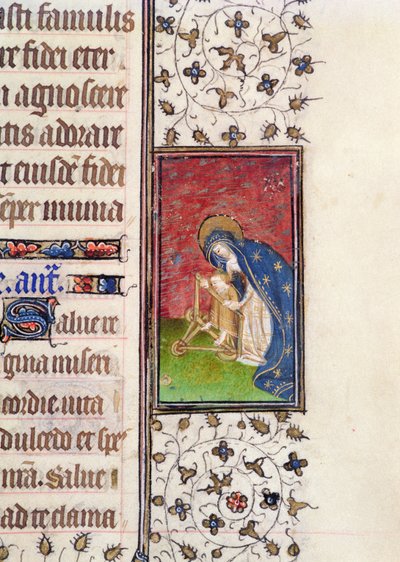 Ms 62, f.205r: Jomfru og barn, detalj fra en fransk timebok, ca. 1445-50 (vellum) av French School