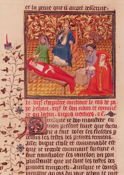 Fr.226 fol.253v. Pave Johannes XII straffer sine fiender etter at han kom tilbake til Roma i 964 av French School