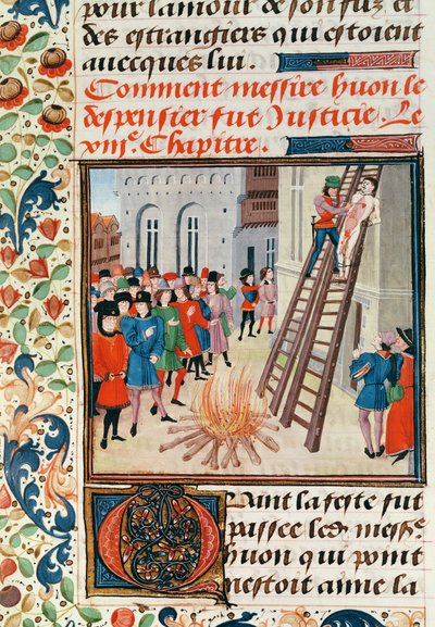 Fr 2643 fol.11 Henrettelse av Hugh Despenser, fra Froissarts Chronicle av French School
