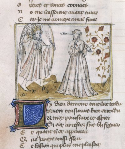 Ms Fr 805 fol.13v Illustrasjon fra Le Roman de la Rose av French School