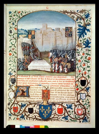Fr 82 Fol.59 Den burgundiske og engelske hæren, fra Anciennes Chroniques dAngleterre, av Jean Batard de Wavrin, ca. 1470-80 av French School