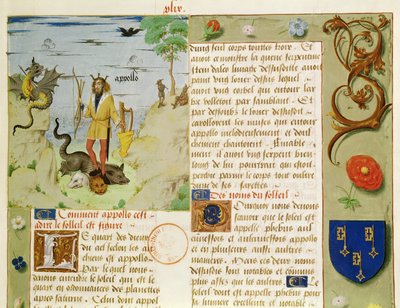 Fr 9197 Fol.49 Apollo dreper Python, fra Livre des Echecs Damour av French School