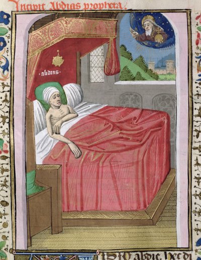 Ms H 7 fol.110v The Vision of Obadiah, fra Bibelen til Jean XXII av French School
