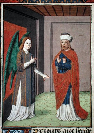 Ms Hunter 368 f.17v Angel, ca. 1460 (vellum) av French School