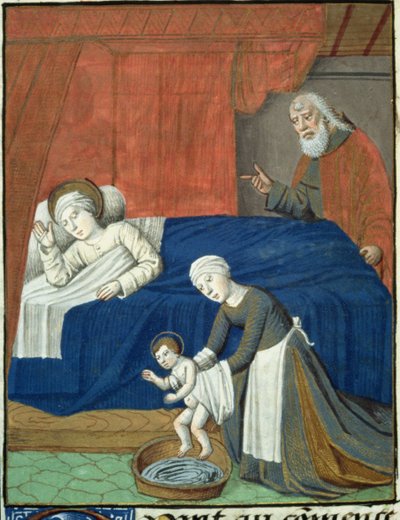 Ms Hunter 36 f.10v The Nativity of the Blessed Virgin Mary, fra Vita Christi, av Ludolf av Sachsen, ca. 1300-7778 av French School