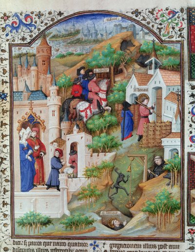 Ms Lat 17294 Fol.438 Scener fra livet til Saint Benedict (ca.480-c.550) fra Breviary of the Duke of Bedford, ca.1424-35 av French School