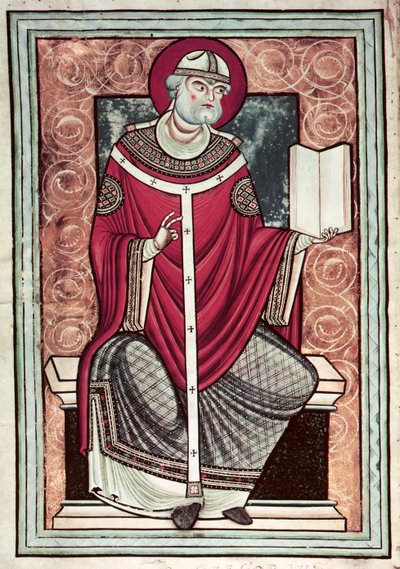 Ms Lat 2287 f.1v St. Gregory (ca. 540-604) fra Letter of Saint Gregory av French School