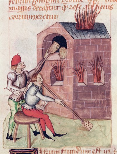 Ms Lat 993 L.9.28 f.138r Glassblåsere, fra Tractatus de Herbis av Dioscorides av French School