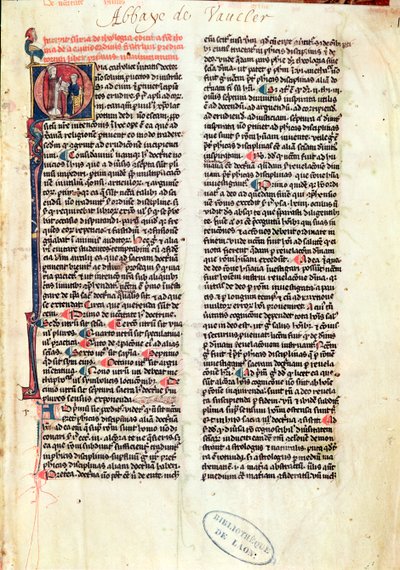 Ms de Vauclair 160 Fol.1 Side fra Somme de Theologie av St. Thomas Aquinas (1225-74) av French School