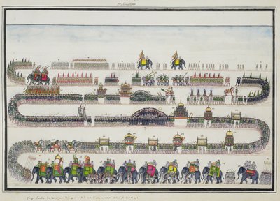 Muharram-seremoni, Faizabad, 1772 fra The Gentil Album, utgitt i 1774 av French School