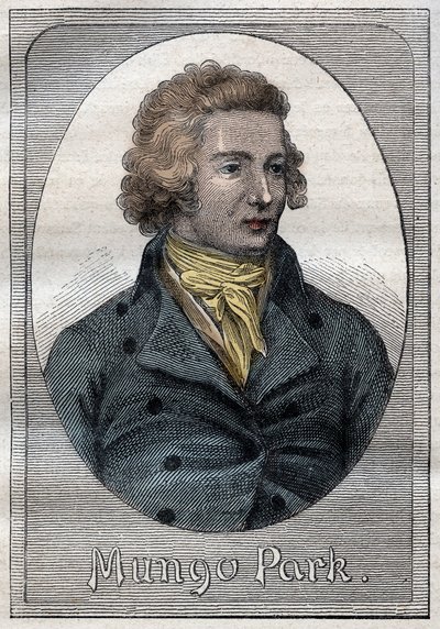 Mungo Park, skotsk oppdagelsesreisende - Portrett av Mungo Park (1771-1806), skotsk oppdagelsesreisende - illustrasjon fra "The Great Mariners of the 18th century"" av French School