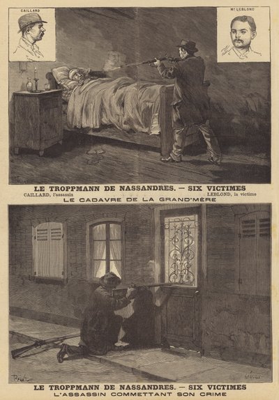 Drap på en familie på seks på Nassandres av en drapsmann ved navn Caillard av French School