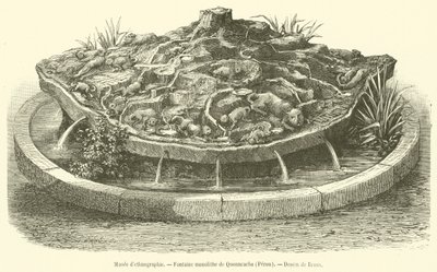 Etnografisk museum, Quonncacha Monolith Fountain, Peru (gravering) av French School