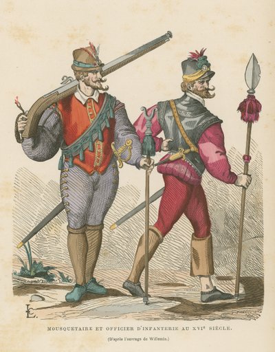 Musketer og infanterioffiser, 1500-tallet av French School