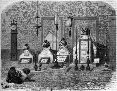 Muslimsk begravelseskunst: turbs (graver) av turberende dervisjer. Scutari, Tyrkia av French School