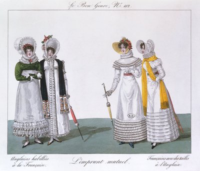 Mutual Borrowing, tallerken fra serien Le Bon Genre, ca.1810 av French School