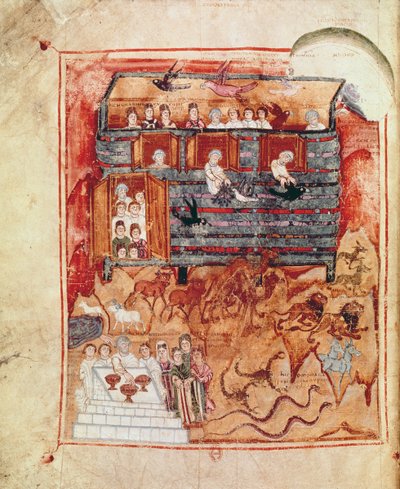 N.A.L 2334 fol.10v Noahs Ark, fra De Tours Pentateuch av French School