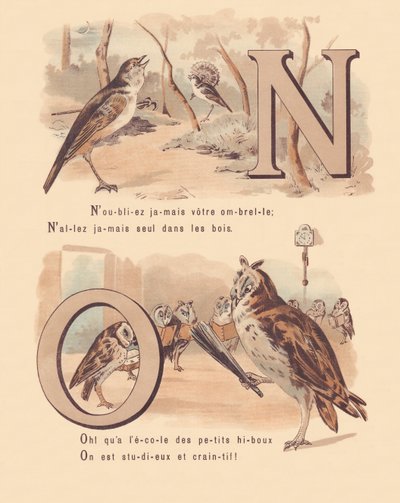 N O: Nattergal, bryllup, ugle, ortografi av French School