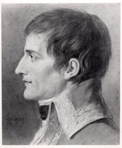 Napoleon Bonaparte (1769-1821) Førstekonsul (kull på papir) av French School