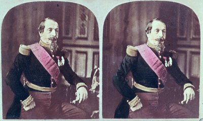 Napoleon III (1808-73), ca. 1860, farget stereoskopisk fotografi tatt mellom 1860 og 1870 av French School
