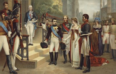 Napoleon I og dronningen av Preussen (farget litografi) av French School