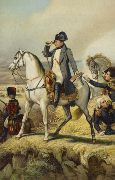 Napoleon I på Wagram (farget litografi) av French School