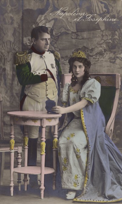 Napoleon og Josephine (fargelitografi) av French School