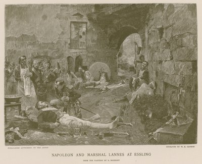 Napoleon og marskalk Lannes ved Essling av French School