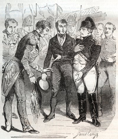 Napoleon confides in the British faith - Napoleon Bonaparte boarding the British ship Bellerophon that will take him to exile to St Helene (Saint Helene) on 14 July 1815 - Napoleon Bonaparte boarding the British ship Bellerophon that will take him to exile av French School