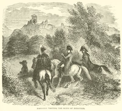 Napoleon besøker ruinene av Dierstein (gravering) av French School