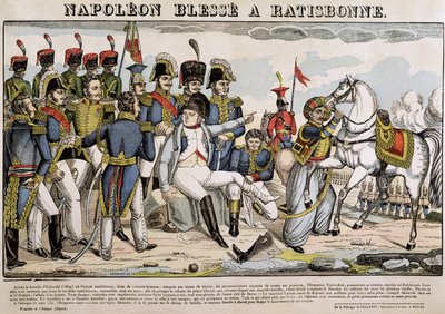 Napoleon såret i Regensburg - bilde av Epinal av French School