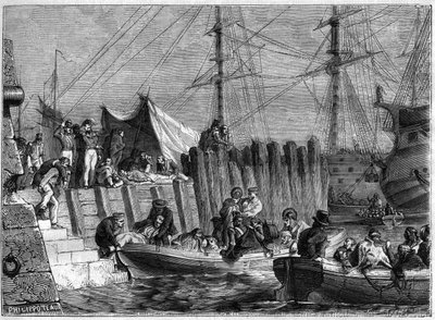 Napoleonic Wars - The English army leaves Walcheren Island 1809 - The English abandon the island of Walcheren in the Netherlands in 1809 - in “History of the empire following the history of the consulate” by Adolphe Thiers - 1879 - private collection av French School