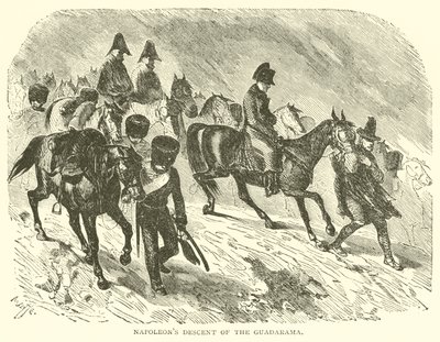Napoleons nedstigning av Guadarama (gravering) av French School