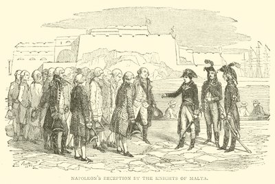 Napoleons mottakelse av ridderne av Malta (gravering) av French School