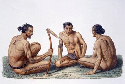Innfødte fra øya Oualan, Caroline Islands skjærgård, 1826 av French School