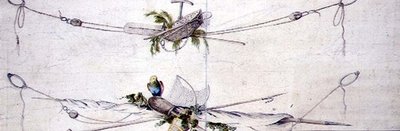 Nautisk kartusjdesign med en papegøye, ca. 1800 (akvarell på papir) av French School
