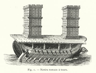 Romersk skip med tårn (gravering) av French School