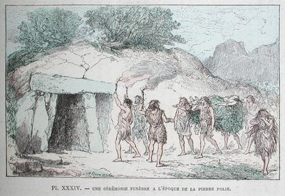 Neolittisk begravelsesrite, illustrasjon fra 