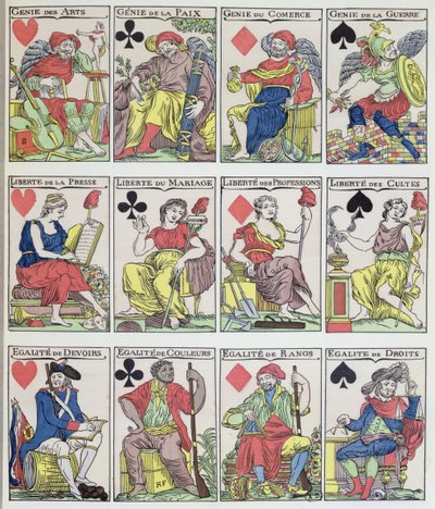 Nye spillkortdesigner fra den franske revolusjonen, 1793 av French School