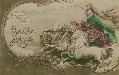 Nyttårs gratulasjonskort, 1913. Postkort sendt i 1913. av French School