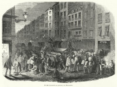 Avismarked, Rue Montmartre, Paris (gravering) av French School