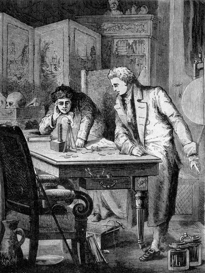 Nicholson og Carlisle, i London, bryter ned vann ved haugen av volta (haugen av Alessandro (Alexandre) Volta), 2. mai av French School