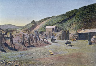 Nikkelgruver på østkysten av Ny-Caledonia, gravert av Gillot, ca. 1900 av French School