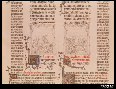 Noah in the Vineyard and the Drunkenness of Noah, fra The Bible of Jean Sy, ca. 1355 av French School
